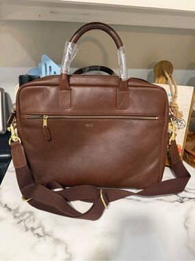 Like NWOT Mark & Graham Harvey Brown Leather Men’s Briefcase with monogram AFC